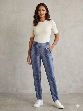 Women’s Slim Leg Pants Blue Size XL/2XL Casual Stretch Trousers